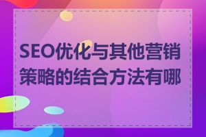 SEO优化与其他营销策略的结合方法有哪些