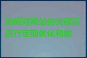 如何对网站的关键词进行定期优化和维护