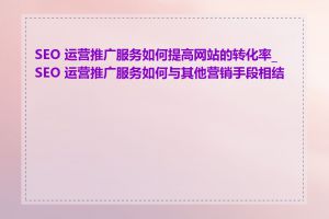 SEO 运营推广服务如何提高网站的转化率_SEO 运营推广服务如何与其他营销手段相结合