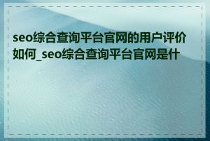 seo综合查询平台官网的用户评价如何_seo综合查询平台官网是什么