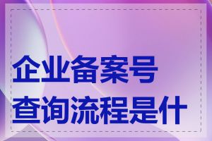 企业备案号查询流程是什么