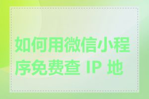如何用微信小程序免费查 IP 地址