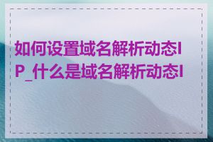 如何设置域名解析动态IP_什么是域名解析动态IP