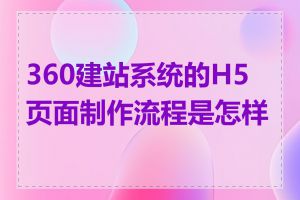 360建站系统的H5页面制作流程是怎样的