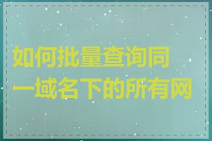 如何批量查询同一域名下的所有网站