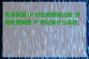 免费美国 IP 地址有哪些功能_使用免费美国 IP 地址有什么风险吗