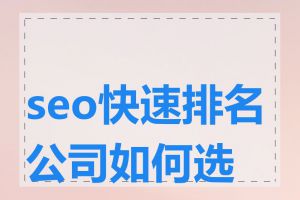 seo快速排名公司如何选择