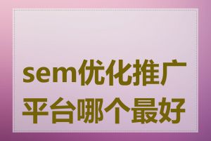 sem优化推广平台哪个最好用
