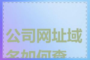 公司网址域名如何查询