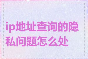 ip地址查询的隐私问题怎么处理
