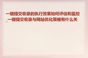 一键提交收录的执行效果如何评估和监控_一键提交收录与网站优化策略有什么关系