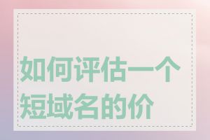 如何评估一个短域名的价值