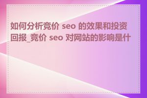 如何分析竞价 seo 的效果和投资回报_竞价 seo 对网站的影响是什么
