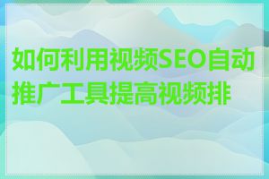 如何利用视频SEO自动推广工具提高视频排名