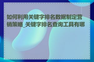 如何利用关键字排名数据制定营销策略_关键字排名查询工具有哪些