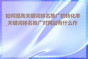 如何提高关键词排名推广的转化率_关键词排名推广对网站有什么作用