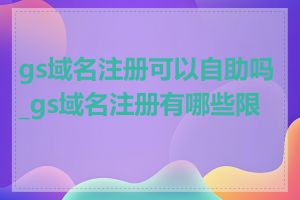 gs域名注册可以自助吗_gs域名注册有哪些限制