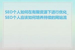 SEO个人如何在有限资源下进行优化_SEO个人应该如何培养持续的网站流量
