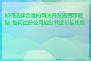 如何选择合适的网站开发语言和框架_如何注册公司域名并进行信息备案