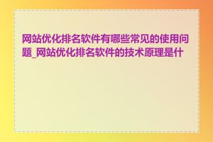 网站优化排名软件有哪些常见的使用问题_网站优化排名软件的技术原理是什么