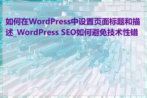 如何在WordPress中设置页面标题和描述_WordPress SEO如何避免技术性错误