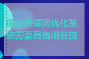 使用关键词优化系统需要具备哪些技能