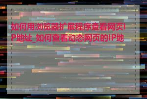 如何用浏览器扩展程序查看网页IP地址_如何查看动态网页的IP地址