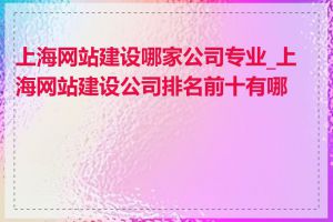 上海网站建设哪家公司专业_上海网站建设公司排名前十有哪些