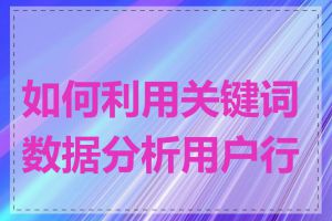 如何利用关键词数据分析用户行为