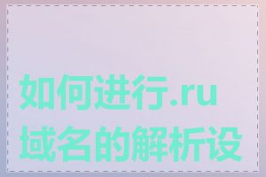 如何进行.ru域名的解析设置