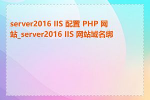server2016 IIS 配置 PHP 网站_server2016 IIS 网站域名绑定