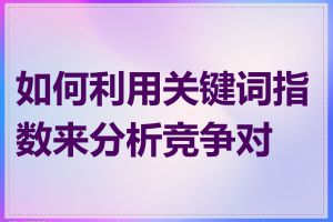 如何利用关键词指数来分析竞争对手