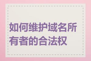如何维护域名所有者的合法权益