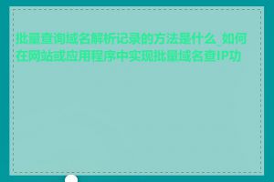 批量查询域名解析记录的方法是什么_如何在网站或应用程序中实现批量域名查IP功能