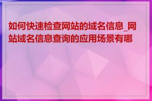 如何快速检查网站的域名信息_网站域名信息查询的应用场景有哪些