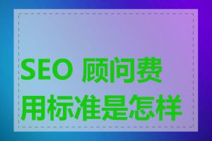 SEO 顾问费用标准是怎样的