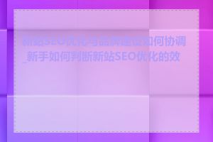新站SEO优化与品牌建设如何协调_新手如何判断新站SEO优化的效果