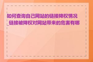 如何查询自己网站的链接降权情况_链接被降权对网站带来的危害有哪些
