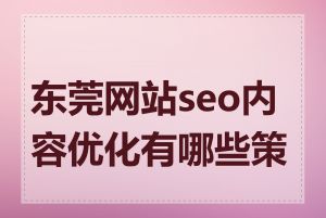 东莞网站seo内容优化有哪些策略