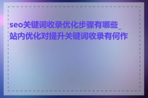 seo关键词收录优化步骤有哪些_站内优化对提升关键词收录有何作用