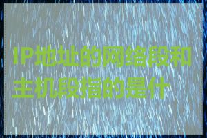 IP地址的网络段和主机段指的是什么