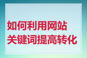如何利用网站关键词提高转化率