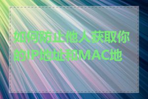 如何防止他人获取你的IP地址和MAC地址