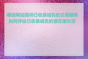 哪些网站提供已收录域名的交易服务_如何评估已收录域名的潜在增长空间