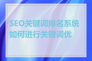 SEO关键词排名系统如何进行关键词优化
