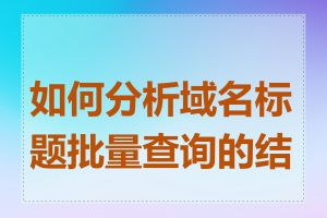 如何分析域名标题批量查询的结果