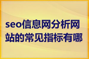 seo信息网分析网站的常见指标有哪些