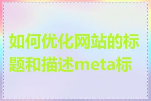如何优化网站的标题和描述meta标签