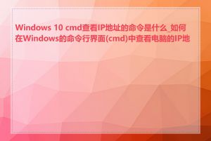 Windows 10 cmd查看IP地址的命令是什么_如何在Windows的命令行界面(cmd)中查看电脑的IP地址