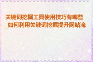 关键词挖掘工具使用技巧有哪些_如何利用关键词挖掘提升网站流量